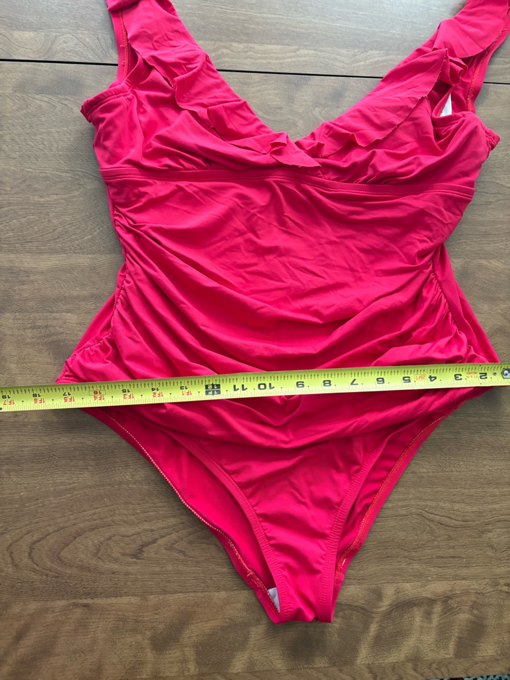 Chaps Deep Red Ruffled One-Piece Swimsuit - Picture 4 of 5